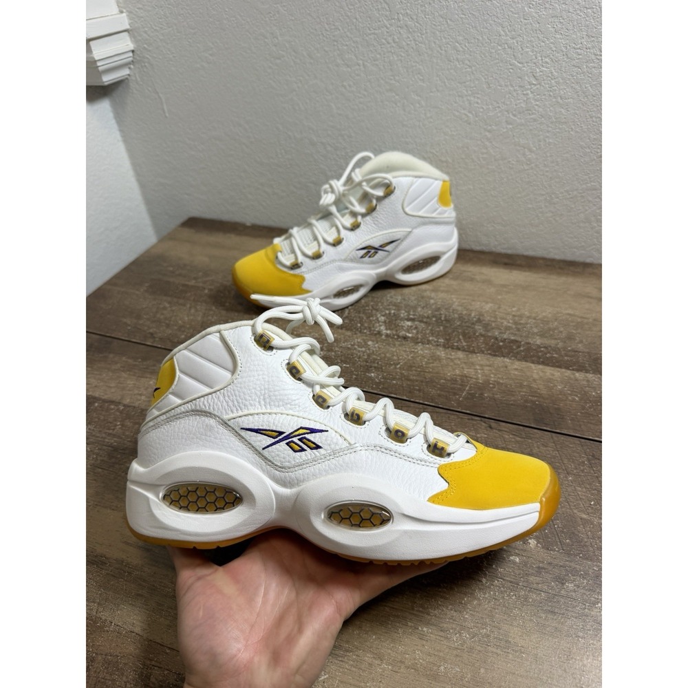 Reebok Question Mid Yellow Toe 2023 (Allen Iverson) Size 10.5 White Sneaker NEW